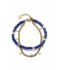 Pulsera doble Viceroy de mujer en acero dorado con multipiedras azules y estrellas