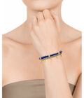Pulsera doble Viceroy de mujer en acero dorado con multipiedras azules y estrellas