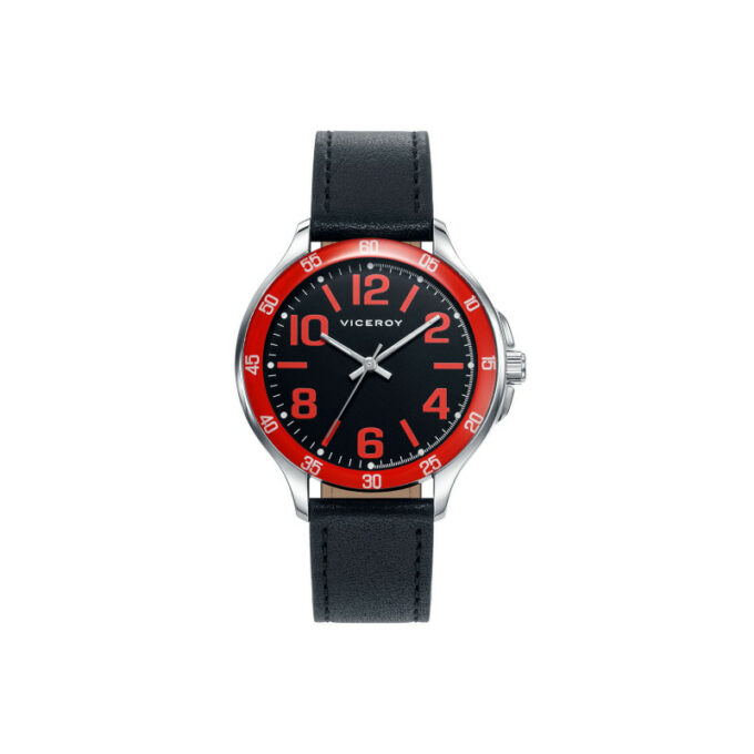 Pack Viceroy niño 401063-55 de reloj con correa piel negra y pulsera piel trenzada negra