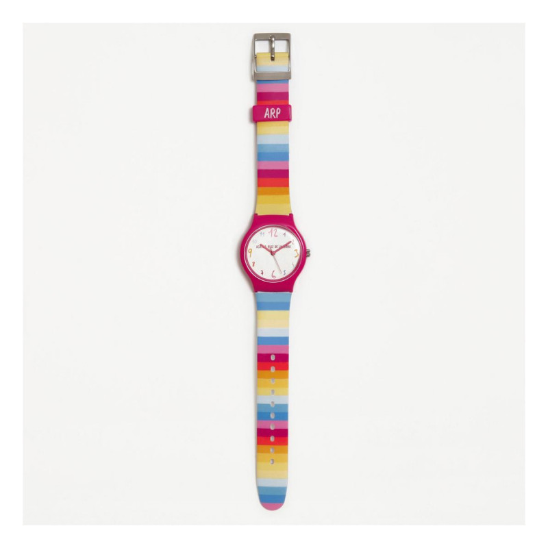 Reloj Agatha de niña con correa formando los colores del arcoíris