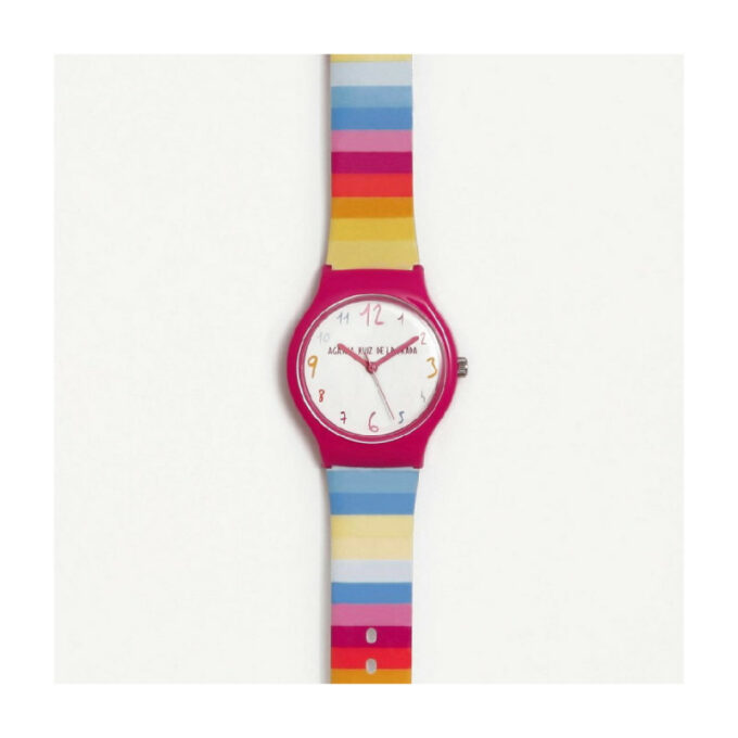Reloj Agatha de niña con correa formando los colores del arcoíris