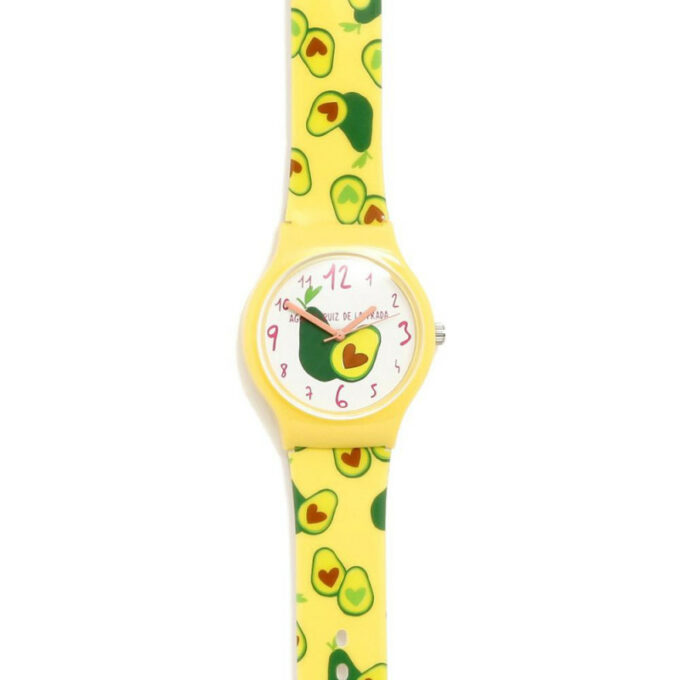 Reloj Agatha de niña con correa amarilla con motivos de aguacates