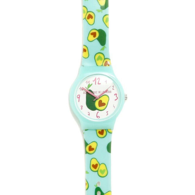 Reloj Agatha de niña con correa verde con motivos de aguacates