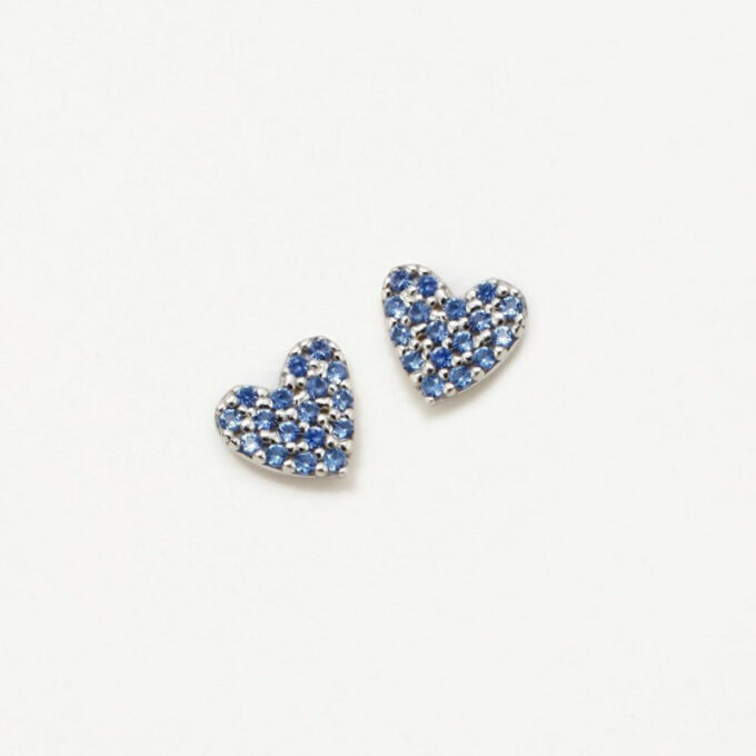 Pendientes Agatha de plata forma de corazón con circonitas de color azul
