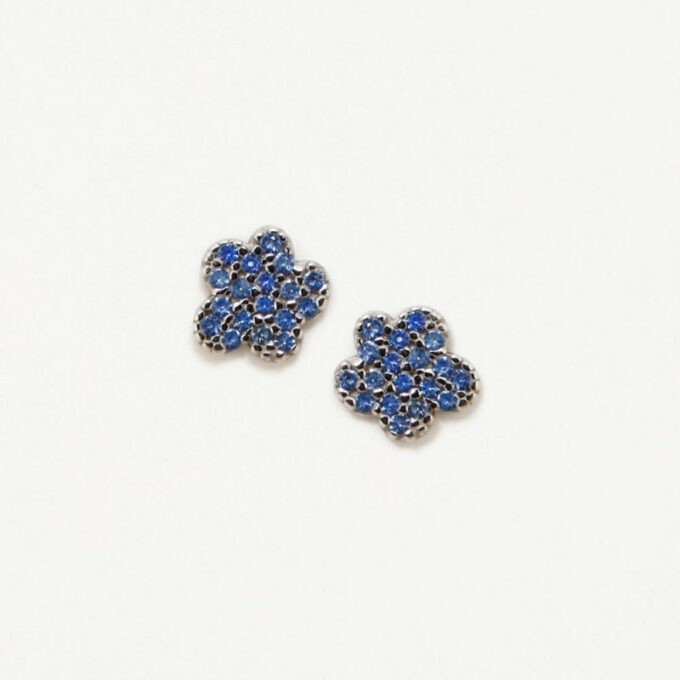 Pendientes Agatha de plata forma de flor con circonitas de color azul