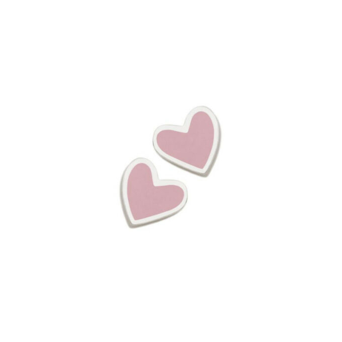 Pendientes Agatha de plata forma de corazón con esmalte rosa