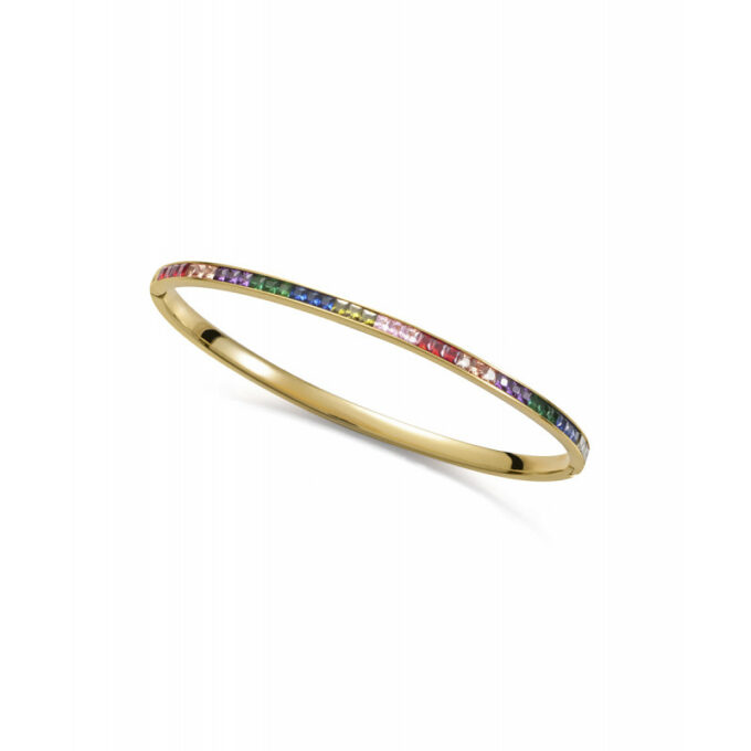 Brazalete Viceroy 1357P01012 de mujer en acero dorado con parte superior circonitas de colores