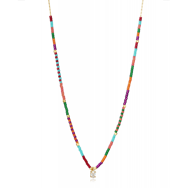 Collar Viceroy 13039C100-99 de mujer en plata dorada con cristales multicolor