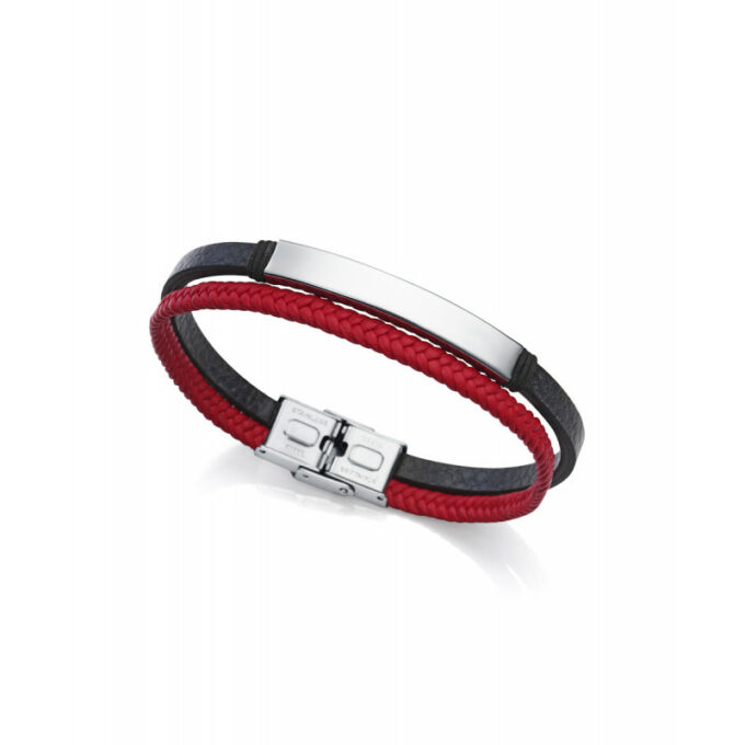 Pulsera Viceroy hombre con doble tira de piel negra y roja