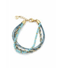 Pulsera Viceroy 1389P01013 mujer acero dorado con multiras de piel y piedras azules