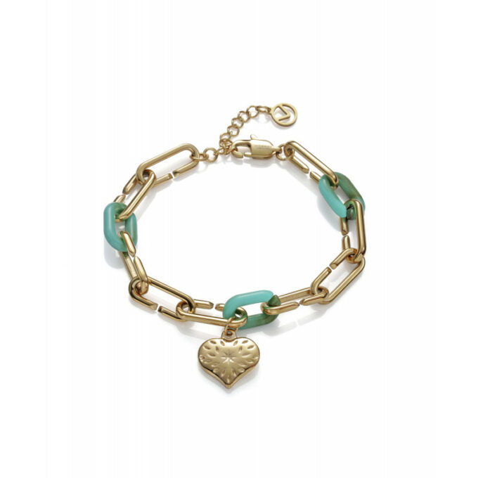 Pulsera Viceroy mujer acero dorado con eslabones resina y motivo corazón