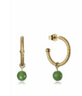 Aros Viceroy mujer de acero dorado con jade natural verde colgando
