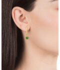 Aros Viceroy mujer de acero dorado con jade natural verde colgando
