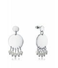 Pendientes Viceroy Air acero con motivo de disco y perlas blancas.