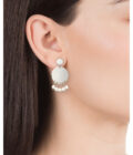 Pendientes Viceroy Air acero con motivo de disco y perlas blancas.