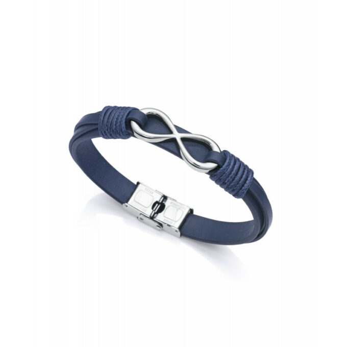 Pulsera de hombre Viceroy de acero con motivo infinito y piel azul