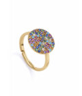 Anillo Viceroy mujer de plata chapada oro con centro de circonitas multicolor