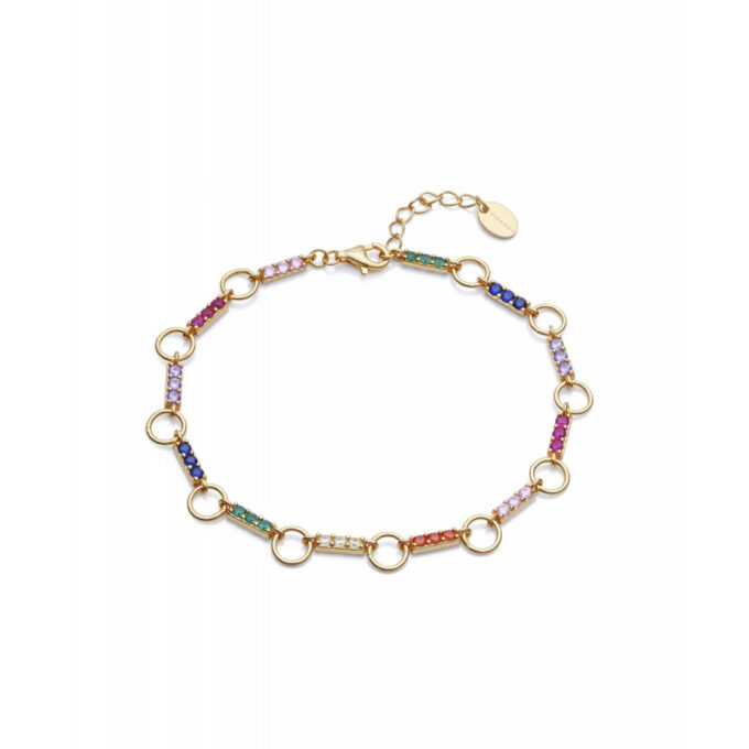 Pulsera Viceroy mujer de plata chapada oro con circonitas de colores