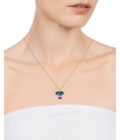 Collar Viceroy mujer de plata chapada oro con colgante de circonitas verdes y moradas