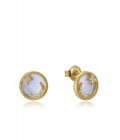 Pendientes Viceroy mujer de plata chapada circular con nácar y motivos luna y estrella