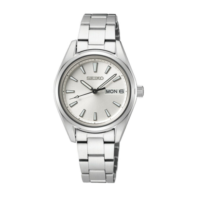 Reloj Seiko SUR349P1 de mujer con caja y brazalete de acero y esfera blanca