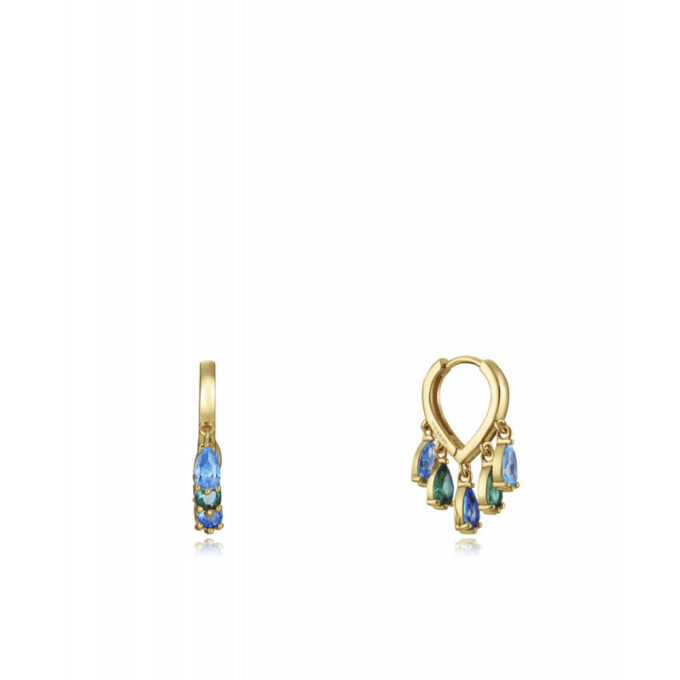 Pendientes Viceroy mujer plata chapada forma corazón con circonitas color colgando