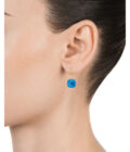 Aros Viceroy mujer de plata chapada oro con cristales azul turquesa colgando