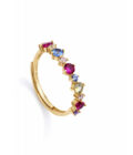 Anillo Viceroy de mujer en plata chapada con circonitas multicolor parte central