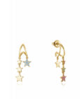 Pendientes Viceroy mujer de plata chapada con dos aros con estrellas colgando