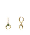 Aros Viceroy mujer de plata chapada con circonitas y luna invertida colgando