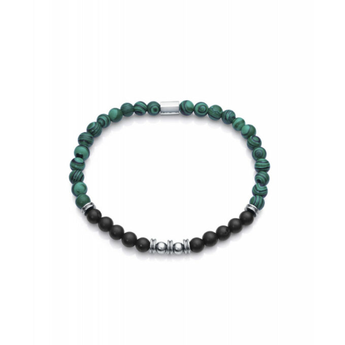 Pulsera Viceroy hombre de acero de bolitas verdes y negras