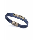 Pulsera doble Viceroy de hombre en piel azul con motivo Rosa de los Vientos