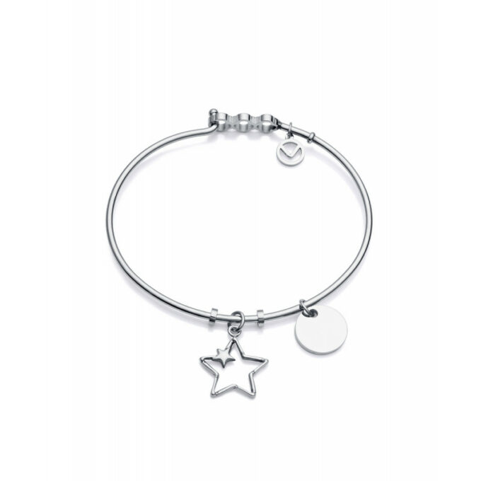 Brazalete Viceroy 1447P01000 de mujer en acero con charms estrella y disco liso