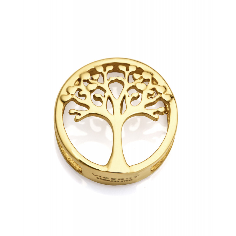 Motivo Viceroy mujer acero dorado con árbol de la vida para pulsera personalizable