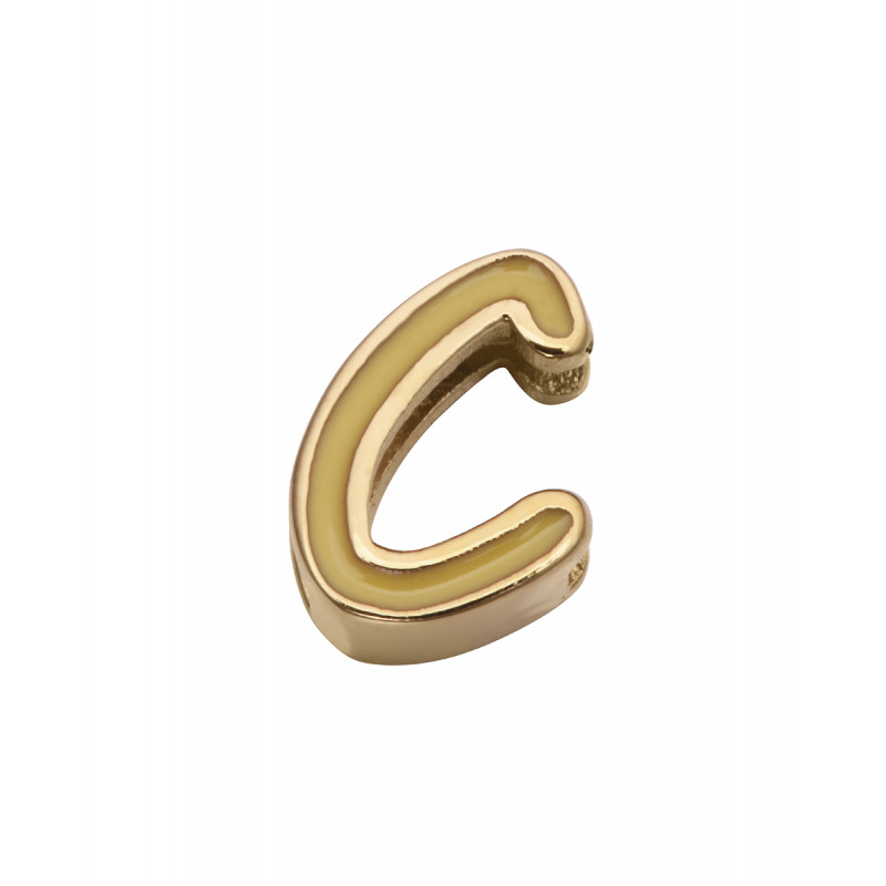 Motivo Viceroy 1487M01012C de niña en acero dorado y esmalte letra C para pulsera personalizable