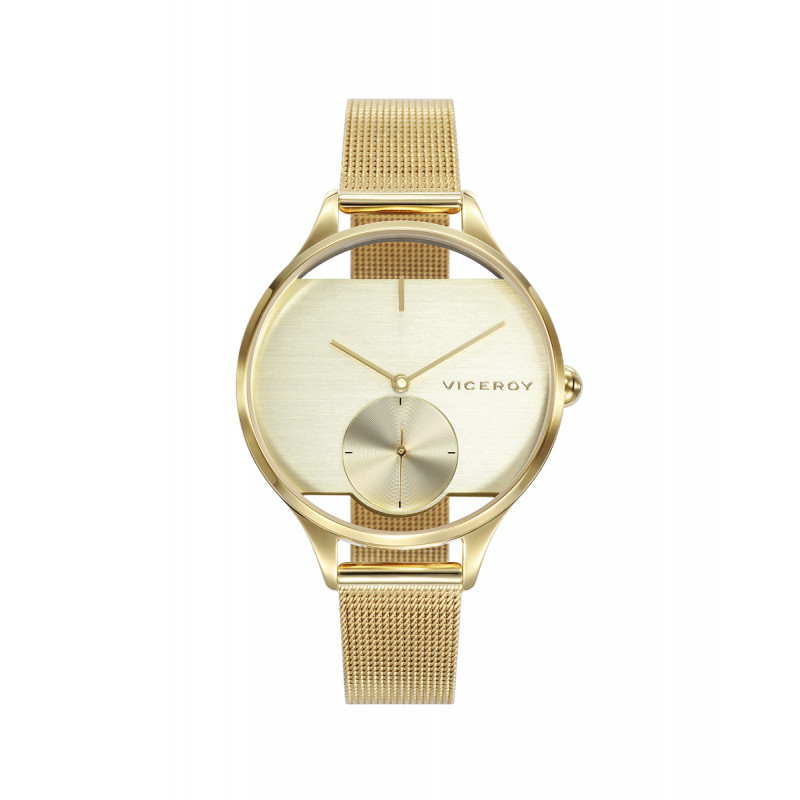 Reloj Viceroy 42370-90 de mujer en acero con malla milanesa IP dorada y esfera transparente