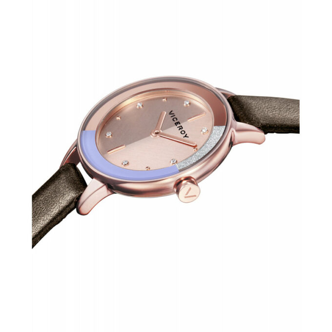 Reloj Viceroy 471176-97 de mujer con caja de acero IP rosado y correa de piel marrón