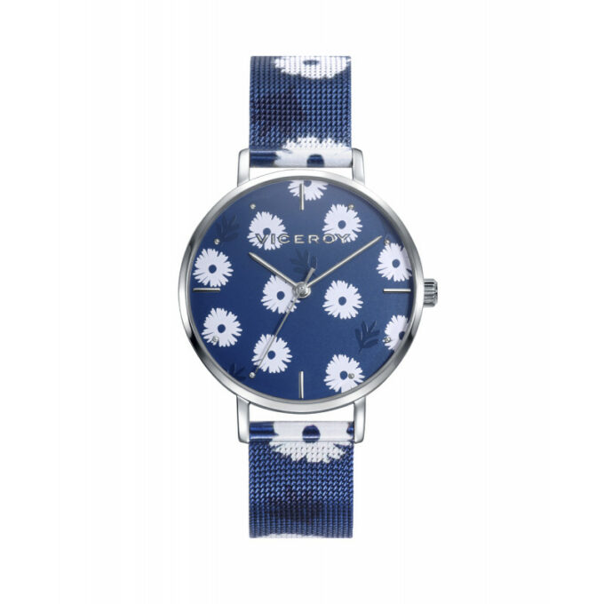 Reloj Viceroy 401140-37 de mujer con malla milanesa de acero IP azul con margaritas