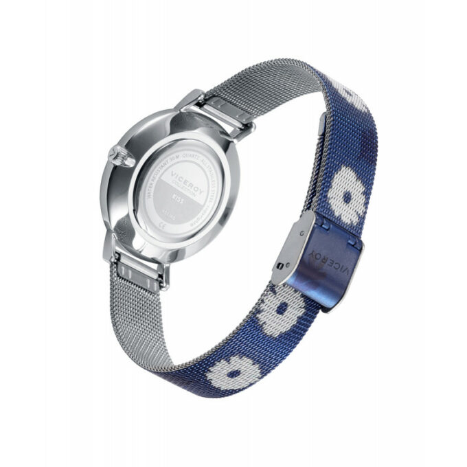 Reloj Viceroy 401140-37 de mujer con malla milanesa de acero IP azul con margaritas