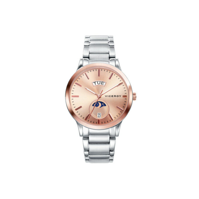 Reloj Viceroy 471096-97 de mujer en acero y esfera rosada con fase lunar