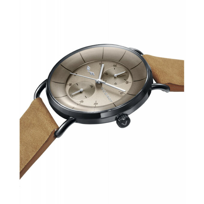 Reloj Viceroy 42367-16 de hombre multifunción en acero con correa de piel marrón y esfera gris