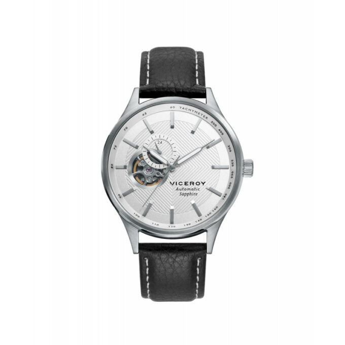 Reloj Viceroy 471311-07 de hombre en acero con correa de piel negra y esfera blanca