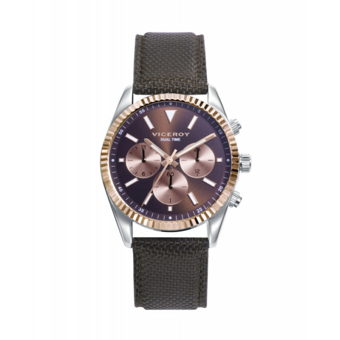 Reloj Viceroy 42441-47 de hombre multifunción en acero y correa de nylon marrón