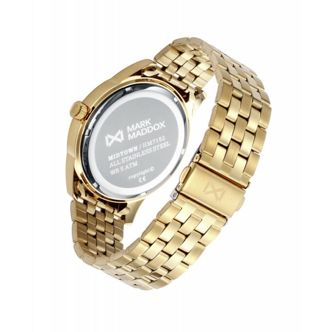 Reloj Mark Maddox HM7152-57 de hombre con caja y brazalete de acero IP dorado y esfera gris