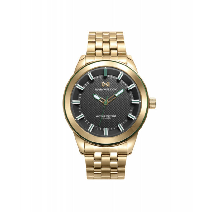 Reloj Mark Maddox HM7152-57 de hombre con caja y brazalete de acero IP dorado y esfera gris