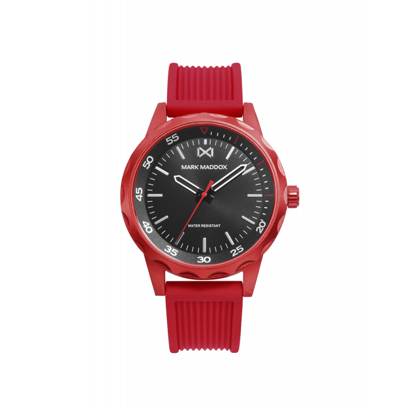 Reloj Mark Maddox HC0115-56 de hombre con caja de aluminio y correa de silicona roja