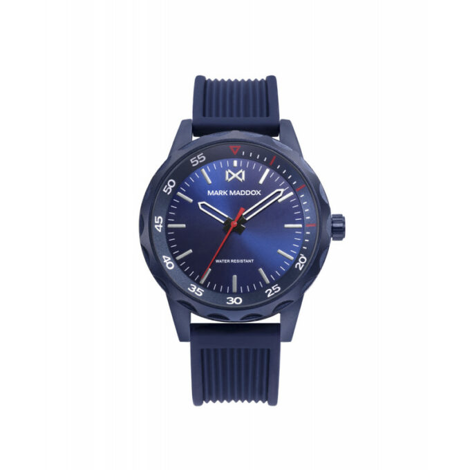 Reloj Mark Maddox HC0115-56 de hombre con caja de aluminio y correa de silicona azul