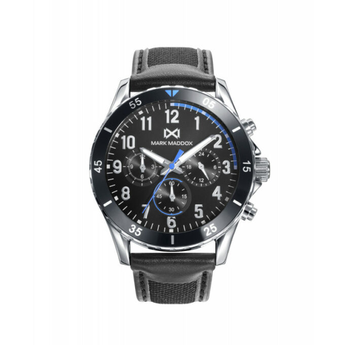 Reloj Mark Maddox HC0118-55 de hombre multifunción con caja acero y correa de piel-nylon negra