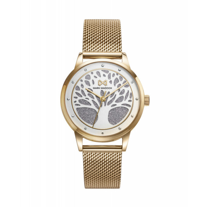 Reloj Mark Maddox MM7143-27 de mujer en acero con malla milanesa IP dorada y esfera con árbol de la vida