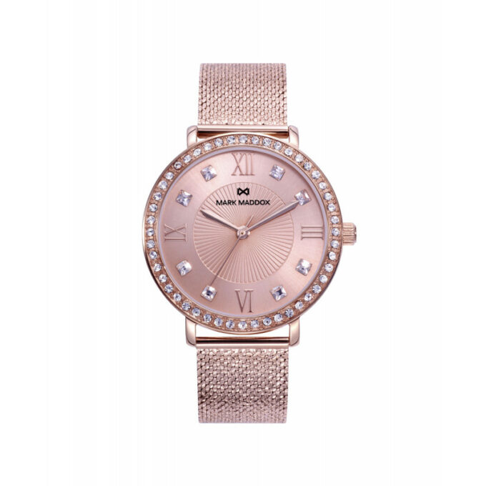 Reloj Mark Maddox MM1004-73 de mujer en acero con malla milanesa IP rosado y esfera rosada